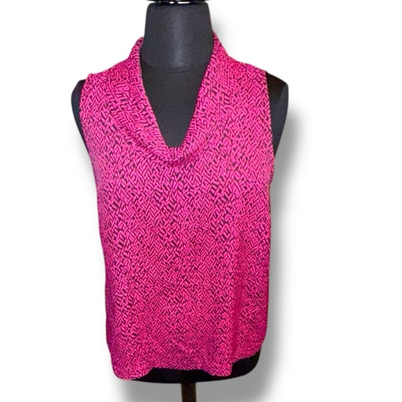 VINCE CAMUTO Ikat Print Cowl Neck Sleeveless Top - XL Wild Petunia - Picture 6 of 12